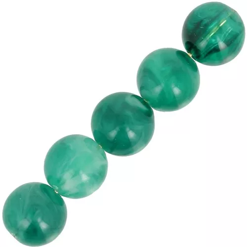Cuentas de resina transparente 6 mm - Verde botella jaspeado x20