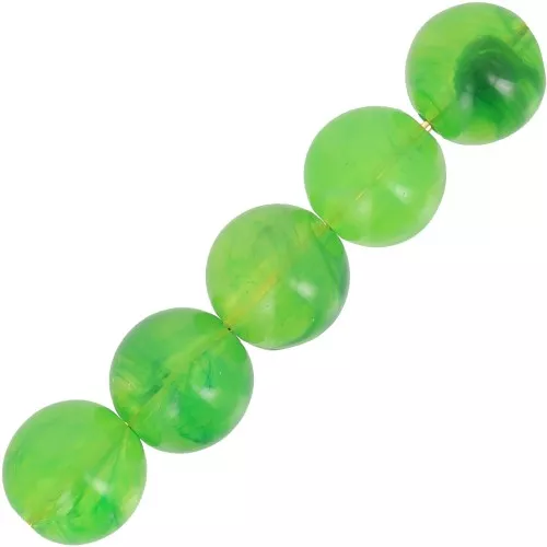 Cuentas de resina transparente 6 mm - Verde jaspeado x20