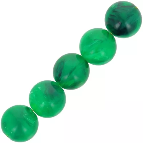 Cuentas de resina transparente 6 mm - Verde oscuro jaspeado x20