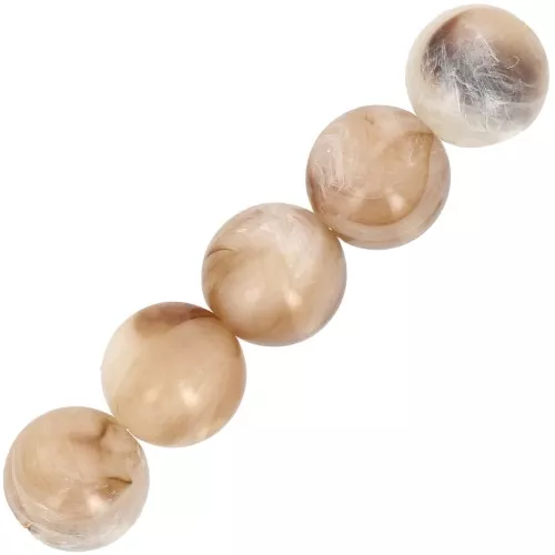 Cuentas de resina opaca 6 mm - Beige - Marrón jaspeado x20