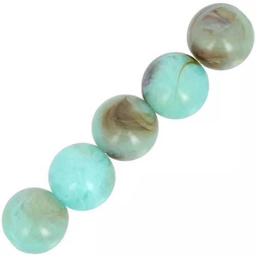 Cuentas de resina opaca 6 mm - Turquesa jaspeada x20