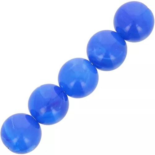 Cuentas de resina opaca 6 mm - Azul real jaspeado x20