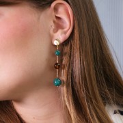 Cuenta de resina opaca 12 mm - Turquesa jaspeada x6