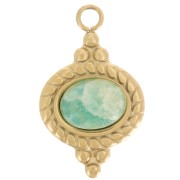 Colgante étnico 22x13 mm para cabujón 8x6 mm - Acero inoxidable 316L dorado x1