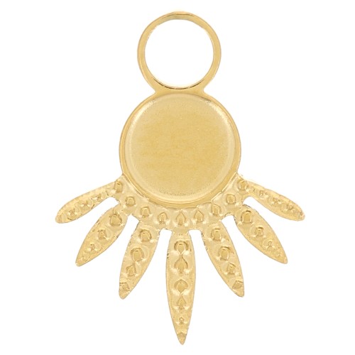 Colgante étnico texturizado de 13x10 mm para cabujón de 4 mm - Acero inoxidable 316L doradox1