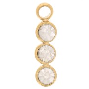 Charm bar 11x3 mm con 3 óxidos de circonio - Acero inoxidable304L Dorado x1