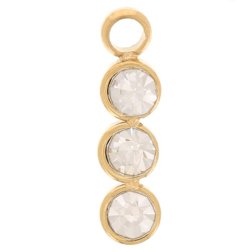 Charm bar 11x3 mm con 3 óxidos de circonio - Acero inoxidable304L Dorado x1