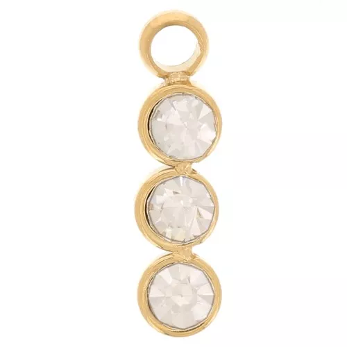 Charm bar 11x3 mm con 3 óxidos de circonio - Acero inoxidable304L Dorado x1