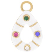 Colgante 16x10 mm con epoxi y óxidos de circonio - Acero inoxidable 304L dorado|raw }}