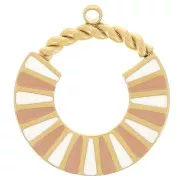 charm de diseño redondo de 15 mm con resina epoxi - acero inoxidable dorado 316L x1