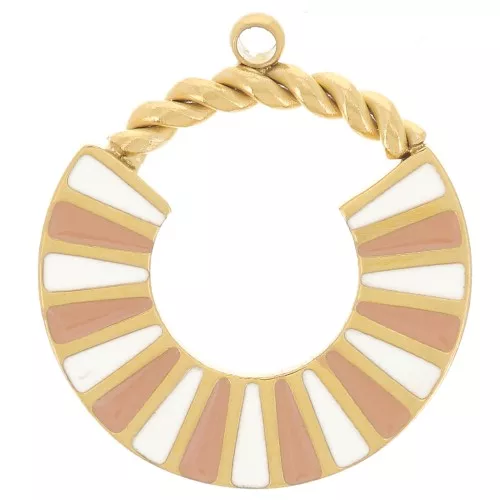charm de diseño redondo de 15 mm con resina epoxi - acero inoxidable dorado 316L x1