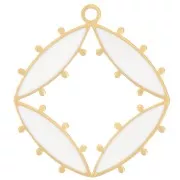 Colgante diamante hueco 16x15 mm con resina epoxi - Acero inoxidable 316L dorado - Blanco