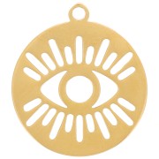 Colgante redondo de 12 mm - motivo ojo calado - Acero inoxidable 316L doradox1|raw }}
