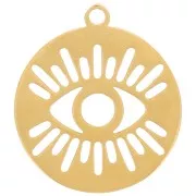 Colgante redondo de 12 mm - motivo ojo calado - Acero inoxidable 316L doradox1
