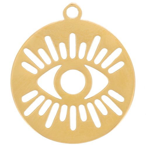 Colgante redondo de 12 mm - motivo ojo calado - Acero inoxidable 316L doradox1