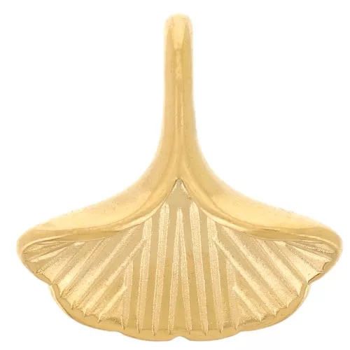 Charm de hoja de ginkgo 12 mm - Acero inoxidable 304L dorado x1