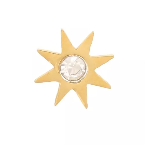 Elementos de estrella de unión de 5 mm con óxido de circonio - Acero inoxidable 316L dorado x4