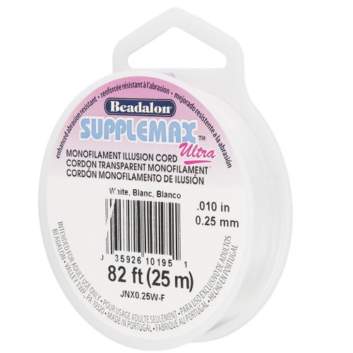 Hilo de nylon invisible - cordón ilusión Supplemax Ultra 0,25 mm - Blanco x25m