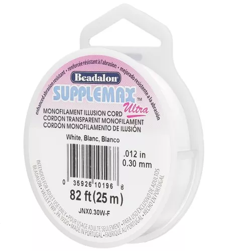 Hilo de nylon invisible - cordón ilusión Supplemax Ultra 0,30 mm - Blanco x25m