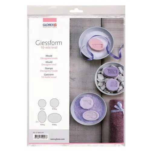Juego de 5 moldes para jabón - Decágono y oval - Transparente x1