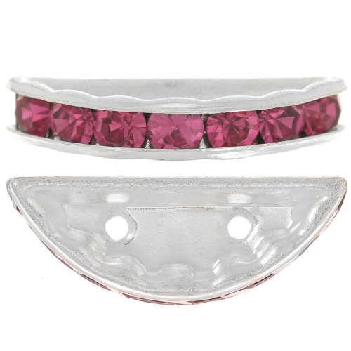 Rondel Media Luna 20x9 mm plateado Fucsia x1