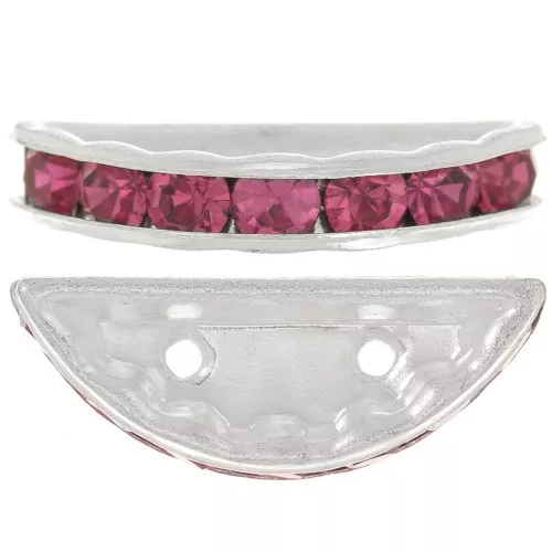 Rondel Media Luna 20x9 mm plateado Fucsia x1