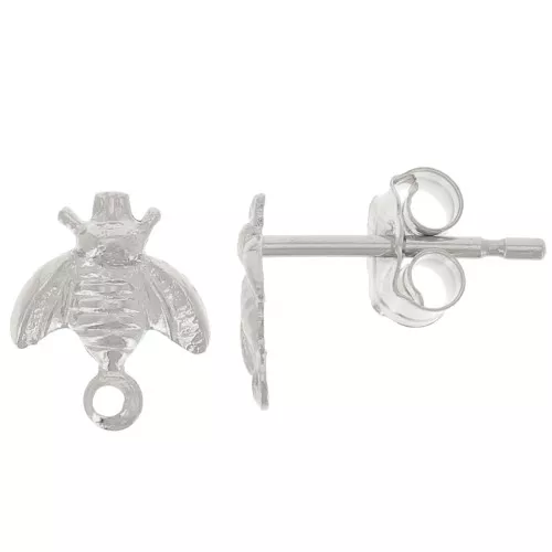 Pendientes abeja 7.5x6 mm con anilla cerrada - Plata 925 x2