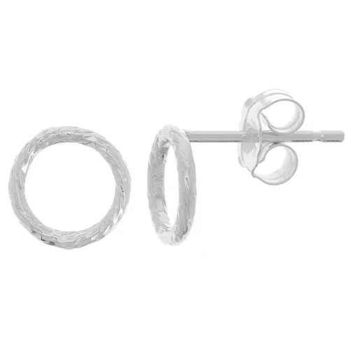 Tachuelas efecto diamante círculo hueco de 7 mm - Plata de ley 925 x2