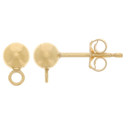 Pendientes 4 mm - Aro perpendicular - Oro laminado (Gold Filled) x2