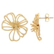 Pendientes Flor Hueca 17x19 mm con Aro Abierto - Dorado oro fino x2|raw }}