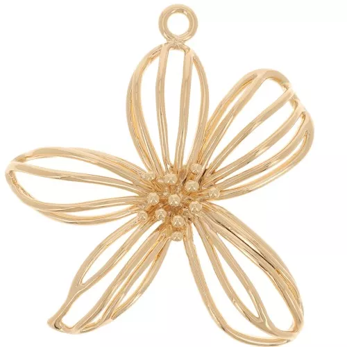 Colgante flor hueca 26x28 mm Dorado con oro fino x1