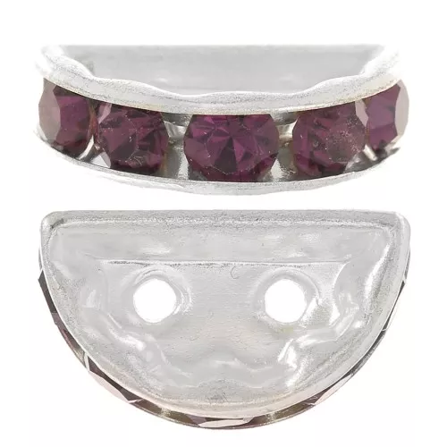 Rondel Media Luna 14x8 mm plateado Amethyst x1
