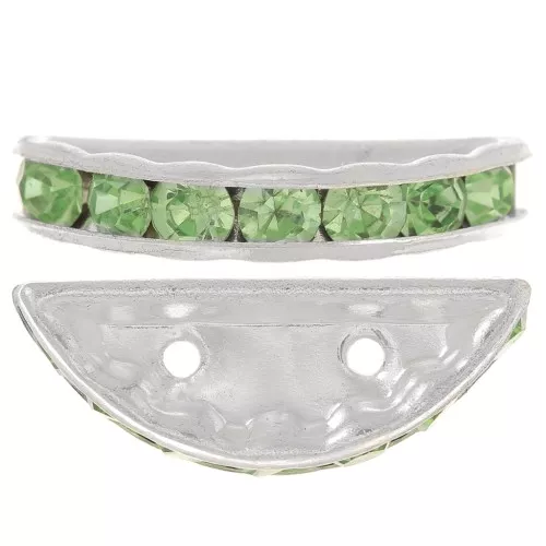 Rondel Media Luna 20x9 mm plateado Peridoto x1