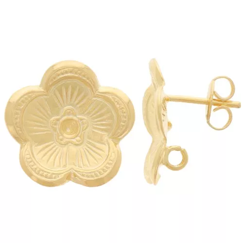 Pendientes Flor de 17 mm para cabujón de 2 mm - Dorado x2