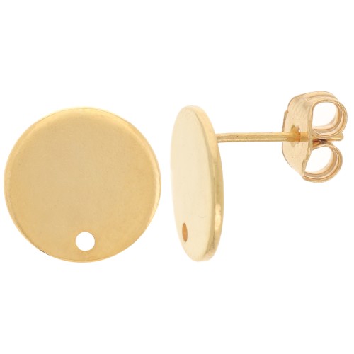 Pendientes de disco con un agujero 12 mm - Dorado x2