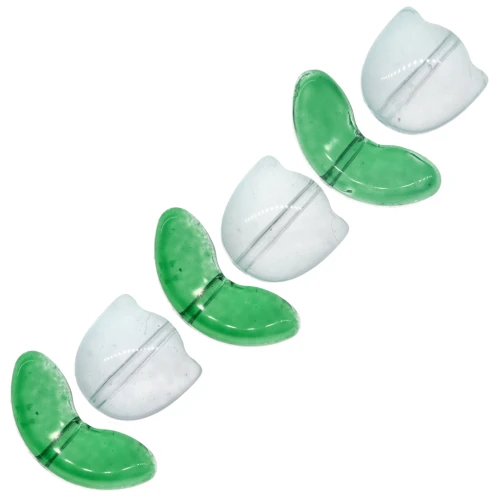 Juego de 6 cuentas de cristal Tulipán - 14 mm - Flor azul - Verde