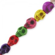 Cuenta Surtido calaveras de piedra tintada 10 mm Multicolor x38cm