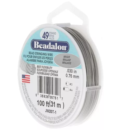 Alambre Cableado 49 hebras 0,76 mm - Beadalon - Acero inoxidable brillante x31m