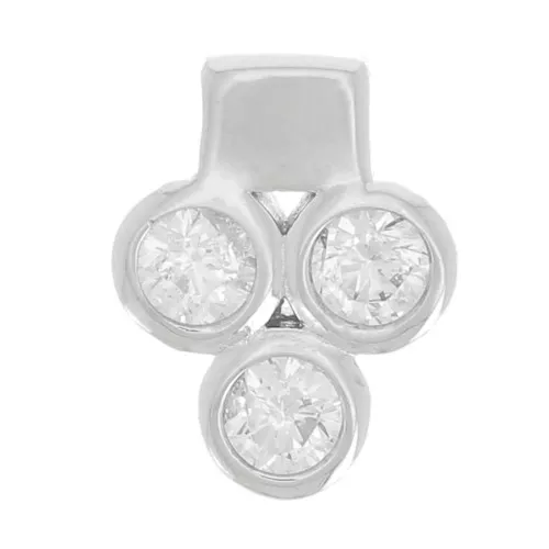 Mini dije 7x6 mm con 3 óxidos de circonio - Cristal - Plata 925 x1