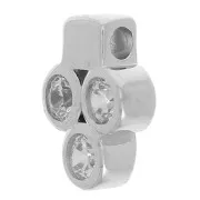 Mini dije 7x6 mm con 3 óxidos de circonio - Cristal - Plata 925 x1