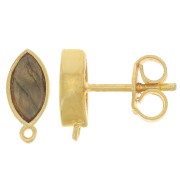 Pendientes navette 11x5 mm con gema - Oro - Labradorita x2
