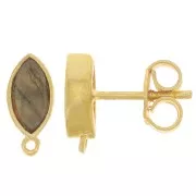 Pendientes navette 11x5 mm con gema - Oro - Labradorita x2