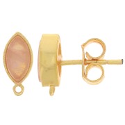 Pendientes navette 11x5 mm con gema - Oro - Cuarzo Rosa x2