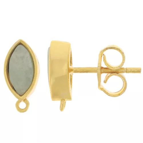 Pendientes navette 11x5 mm con gema - Oro - Amazonita x2