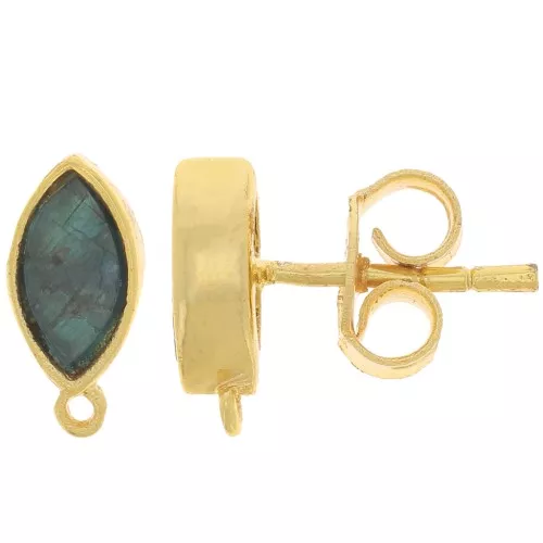Pendientes navette 11x5 mm con gema - Oro - Apatita x2