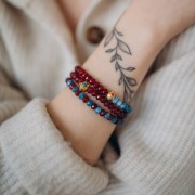 Cuenta flor filigrana 8 mm con gema - Oro - Aventurina x1