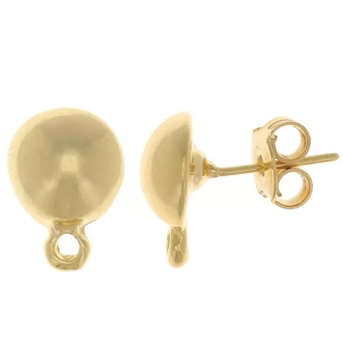 Pendientes de media bola 10 mm - Dorado con oro fino x20
