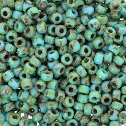 Cuentas Rocalla Miyuki 8/0 4514 - Azul turquesa opaco Picasso x 100 g