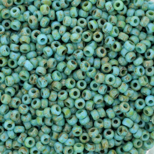 Cuentas Rocalla Miyuki 11/0 4514 - Azul turquesa opaco Picasso x100 g