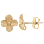 Pendientes Flor de 9 mm con aro abierto - Dorado x2